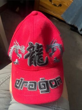 Kids Red Dragon Embroidered Baseball Hat